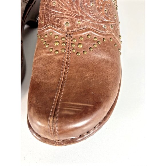 Ariat Ashland Brown Leather Western Embossed Studded Mules Clogs Women’s 7B - Picture 16 of 16